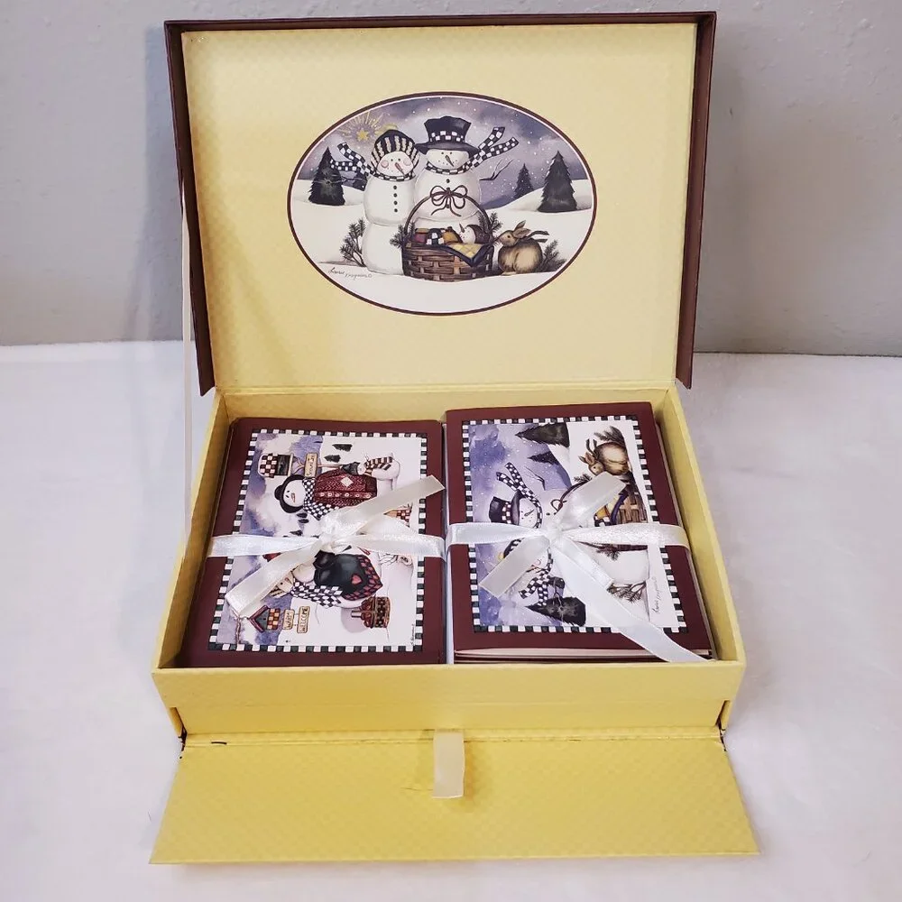 New Seasons Snowman Cards & Stationery Set in Box By Laurie Korsgaden NWT